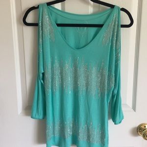 I.N.C Inter Concepts Sparkly Open Sleeve Top